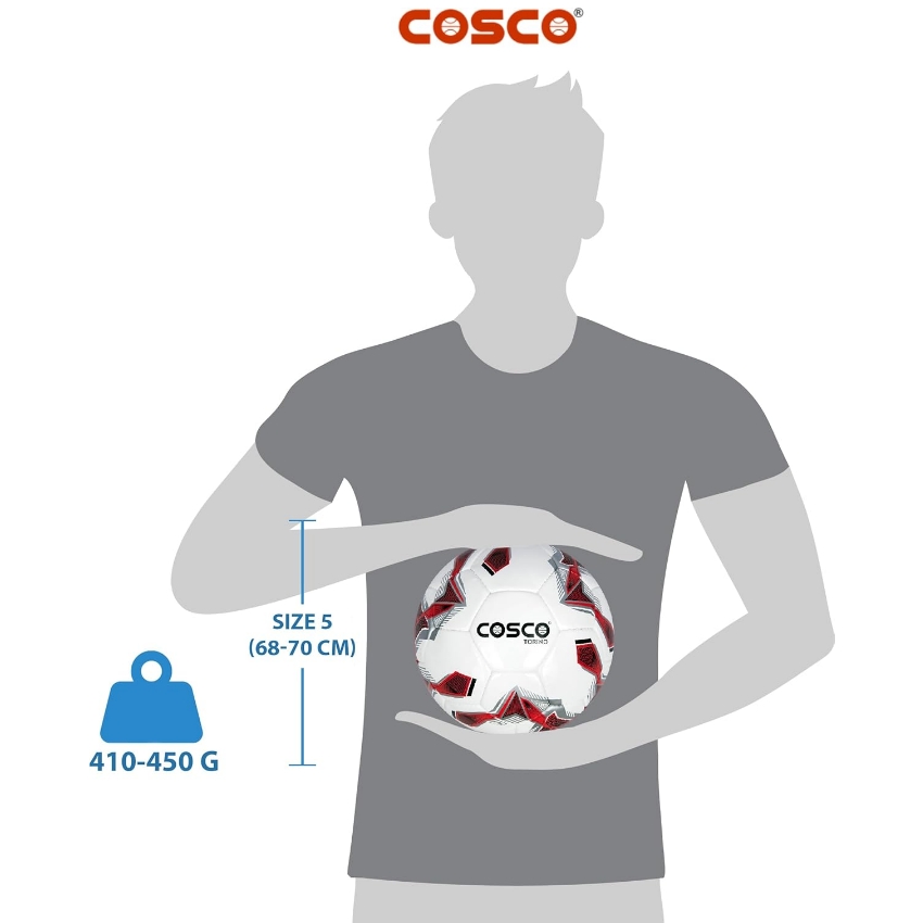 Cosco Torino Football Size 5 – Premium Hand-Sewn Training Ball – Durable Imported PU Leather with 32-Panel Design – High Rebound Latex Bladder for Accurate Flight – Water Resistant Soccer Ball (Pack of 1)