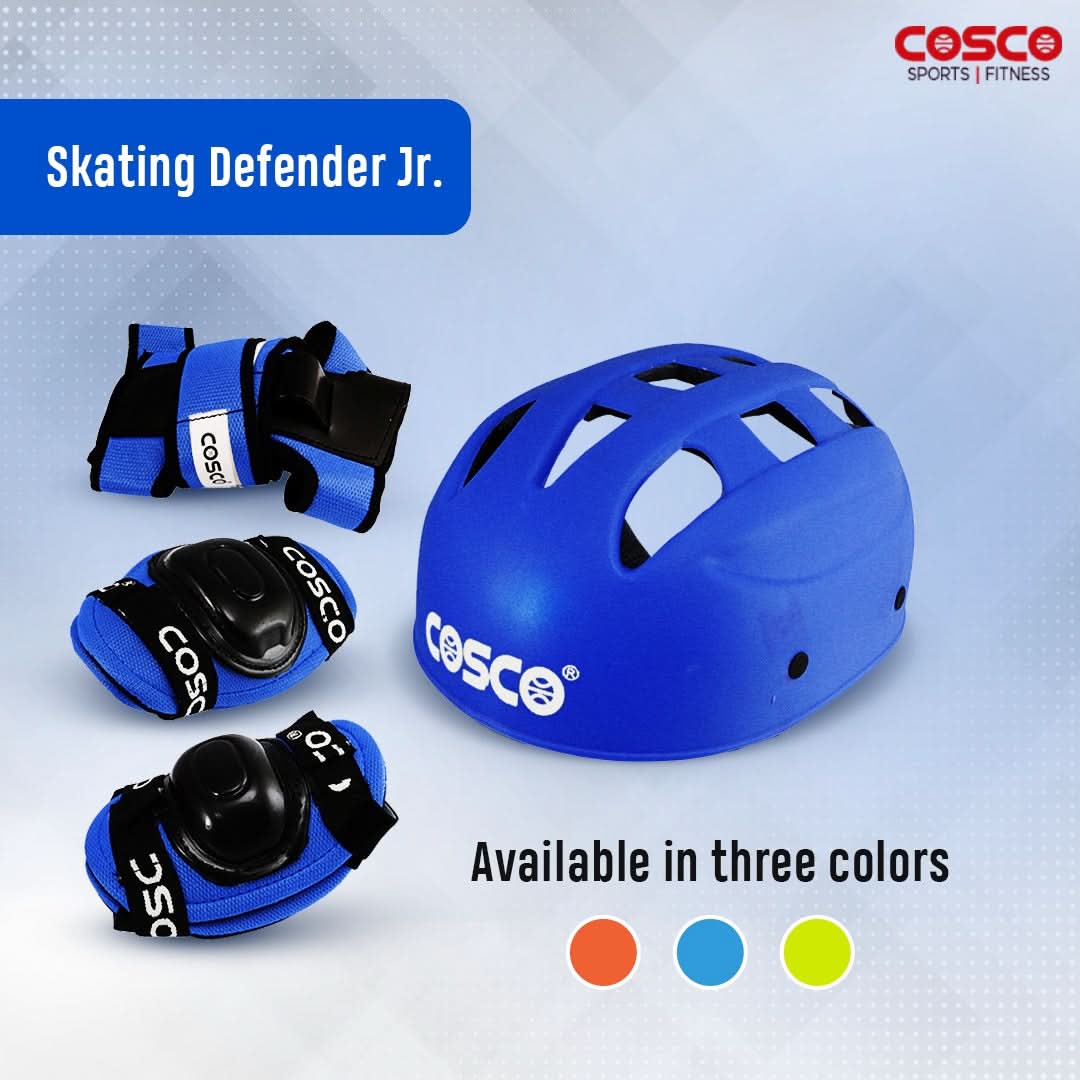 Cosco Defender Jr. Skating Protective Kit – 4-in-1 Junior Safety Gear with Helmet, Knee, Elbow & Palm Guards – High-Impact EVA Foam Padding – Adjustable Size for Kids