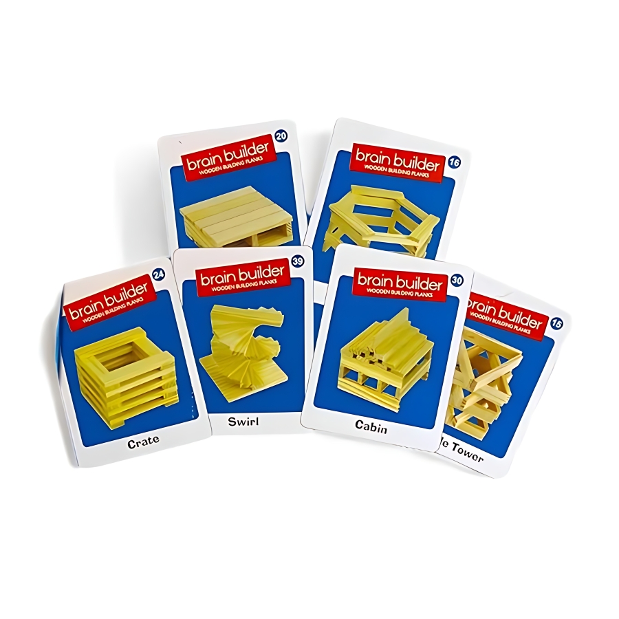 Ekta Brain Builder Wooden Building Planks Set-1 – 60 Pcs STEM Construction Toy – 20 Precision Wood Planks & 40 3D Puzzles – Montessori Educational Gift for Creative Thinking – Ages 4 to 12 Years