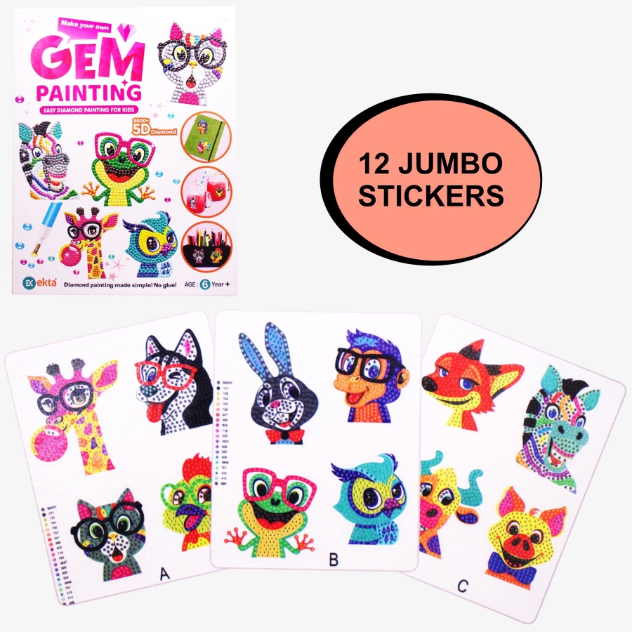Ekta Gem Art Diamond Painting Kit for Kids – 5D Crystal Mosaic DIY Art Set – Create Sparkly Sun Catchers, Stickers & Wall Decor – Complete Diamond Art Set with Colorful Gems – Ideal Creative Gift for Girls Ages 5+
