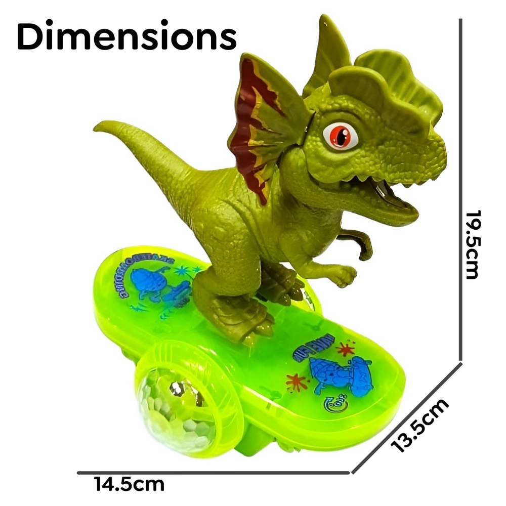Zuurvi® Musical Dinosaur Scooter Toy – Battery Operated Dino with Sound & LED Glowing Light Effects – Moving Jurassic Play Figure Toy for Kids – Perfect Birthday Gift for Boys & Girls Ages 3+