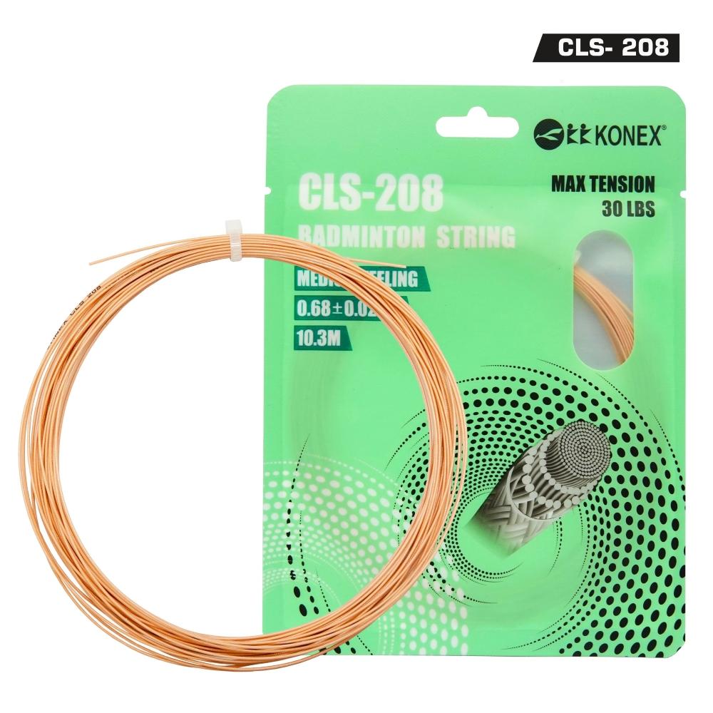 Konex CLS-208 Badminton String – 0.68mm High-Repulsion Gut – Durable Multifilament String for High Tension & Control – 10.3m Pack (Assorted Colors)