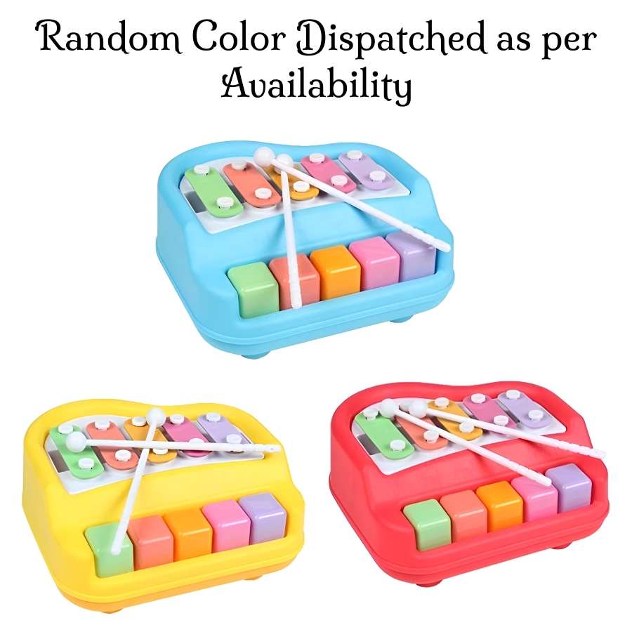 Zuurvi® Musical Piano & Xylophone Set - 5 Key Rainbow Glockenspiel with Mallets - Interactive Music Toy for Boys & Girls - Great Birthday Gift for Ages 1-5 - Assorted Colors (Pack of 1)