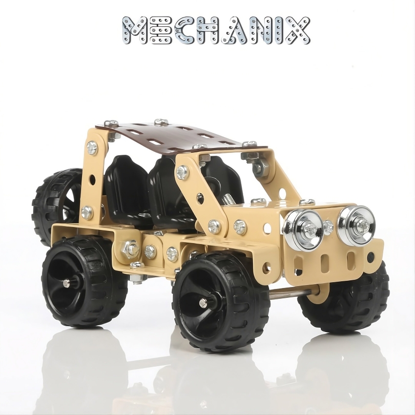 Zephyr Mechanix Safari Car STEM Building Set – 155 Pieces – DIY Metal Construction Toy for Kids Ages 7+ – Engineering & Skill Development Kit – Durable 4x4 Model