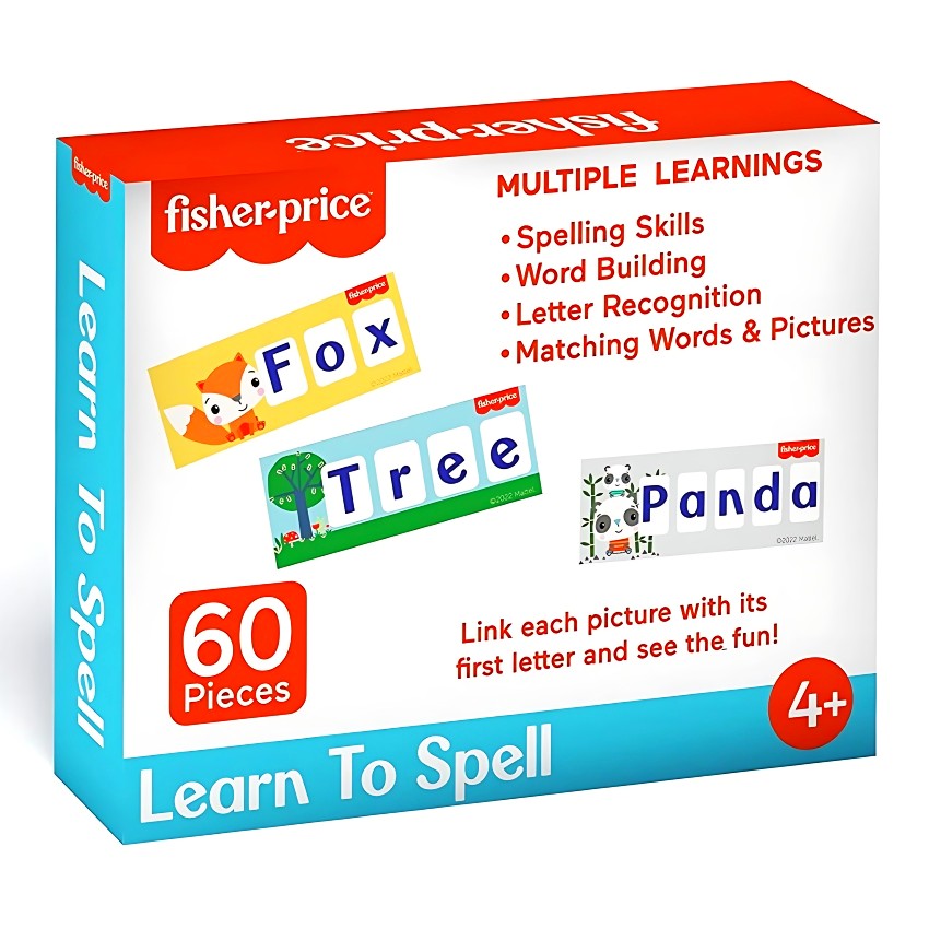 Fisher-Price Learn to Spell 60-Piece Learning Puzzle – Kids' Educational Spelling Game for Ages 4+ – Teaches 3, 4 & 5 Letter Words – Boosts Literacy & Phonics Skills