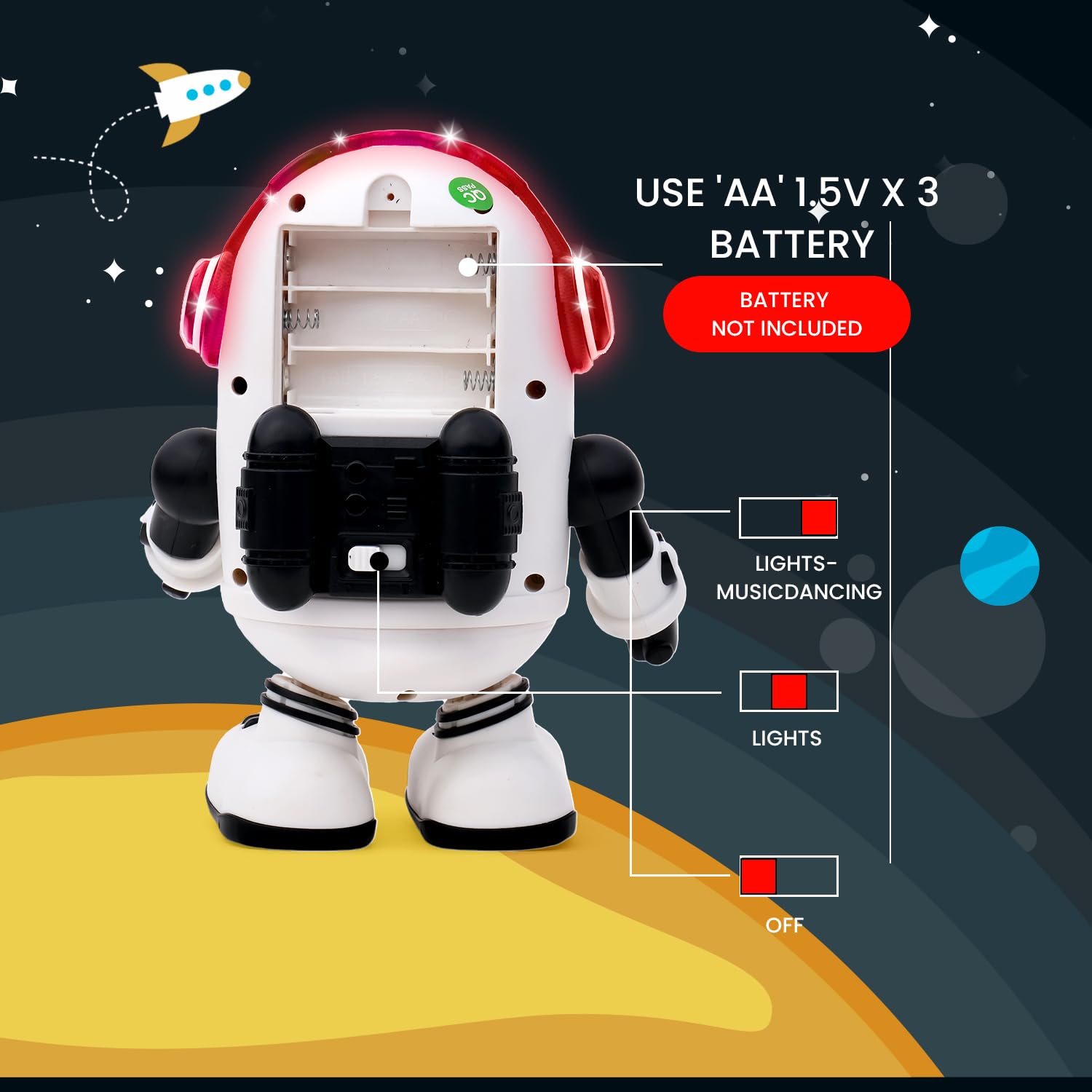 Gooyo Interactive Space Panda Dancing Toy – Robotic Walking Panda with Flash Lights & Music – Perfect Birthday Gift for Babies & Toddlers – White & Black Classic Edition