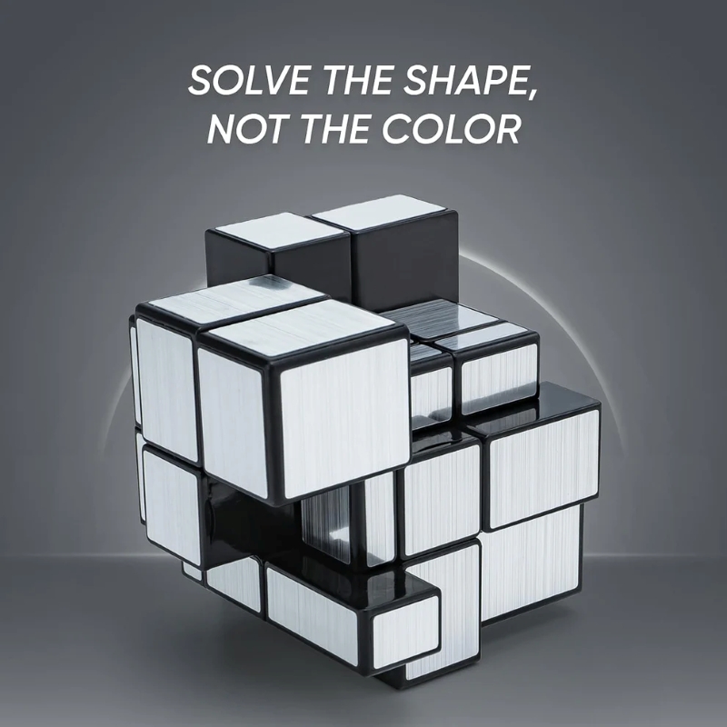 Zuurvi® Silver Mirror Cube – 3x3 Shape-Shifting Magic Cube – Reflective Metallic Speed Cube – Smooth Rotation Brain Game – Best Birthday Gift & Office Desk Toy