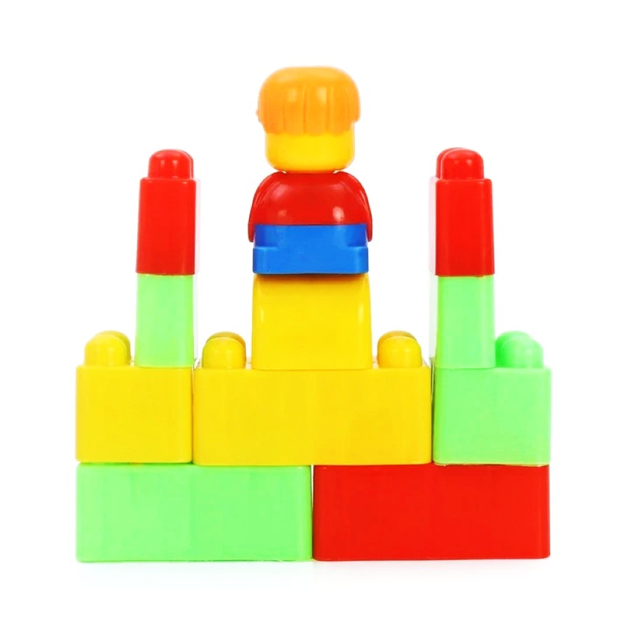 Ekta Little Builder Set 1 – My First Building Blocks for Toddlers – 21 Piece Colorful Construction Toy with Wheels – Educational STEM Set for Number & Shape Recognition – Ages 1 to 3 Years
