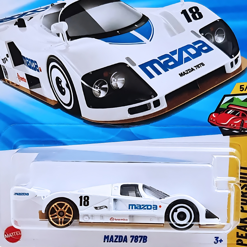 Hot Wheels 2025/2026 Mazda 787B (White)– #226/250 Peak Pursuit 5/10 – 1:64 Scale JDM Die-Cast Le Mans Legend – 2025 Mainline Case M/N – Scale Rotary Engine Race Car – White AeroDisc Wheels – Collector’s Edition
