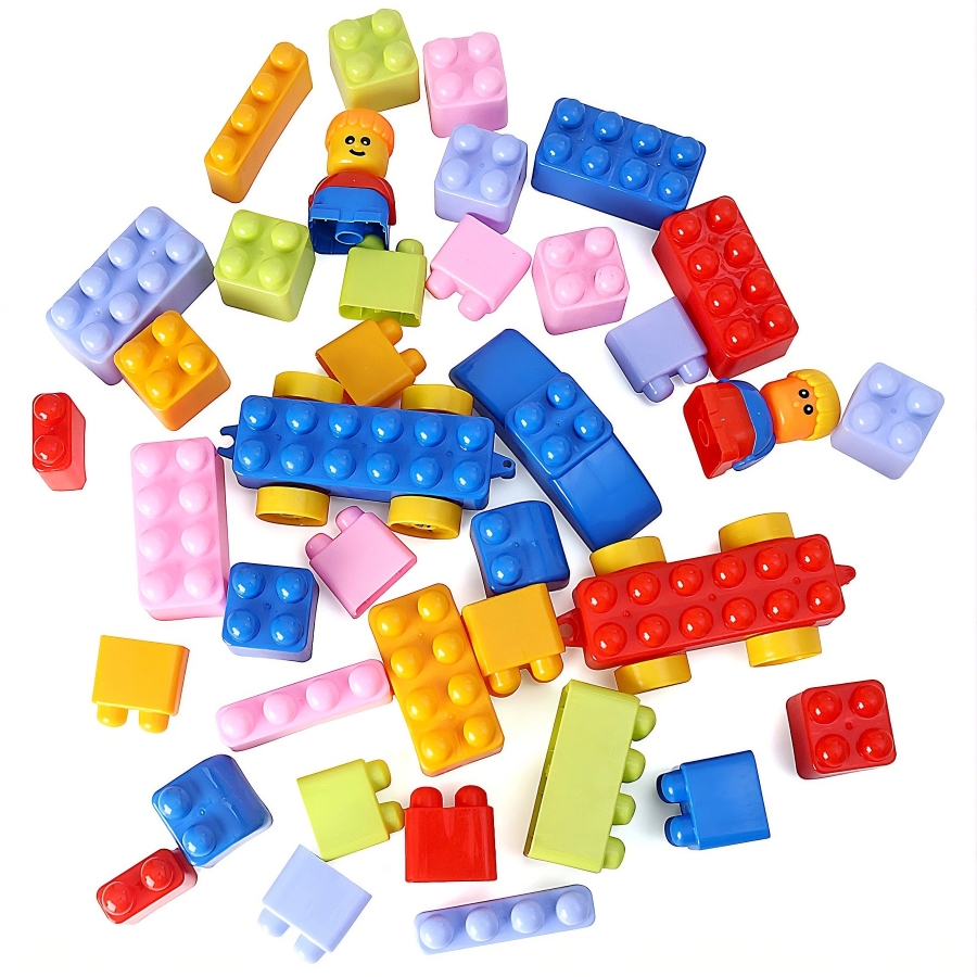 Ekta First Builders Building Blocks 50 Pieces – Colorful Interlocking Construction Toy for Toddlers – Educational STEM Set for Creativity & Motor Skills – Gift Set for Boys & Girls Ages 3 to 10 Years