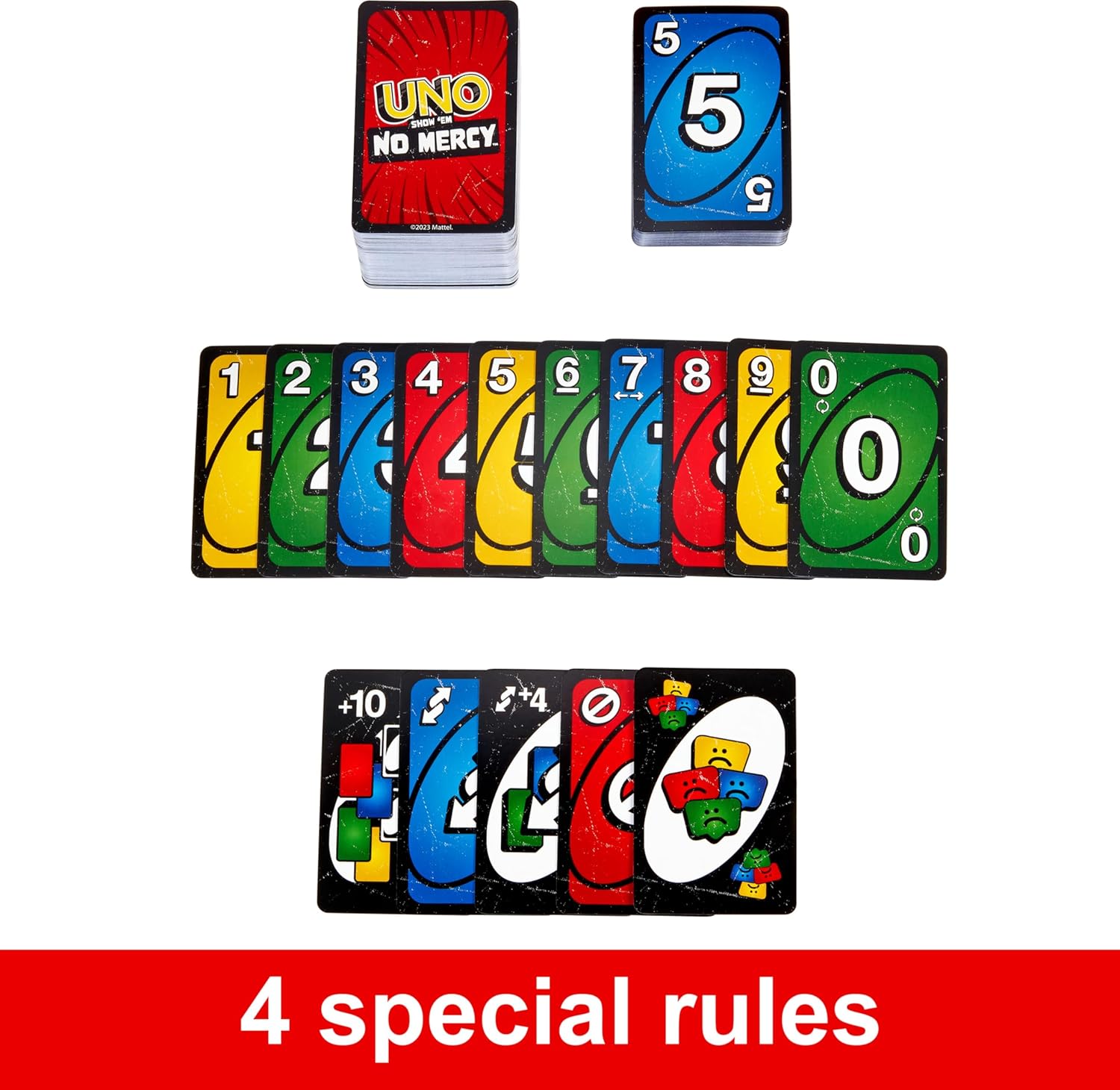 UNO Show ‘Em No Mercy – Extreme Card Game for Adults, Kids & Family Night – Brutal Party Game for Travel & Gatherings – Features Hand Swapping & Stacking