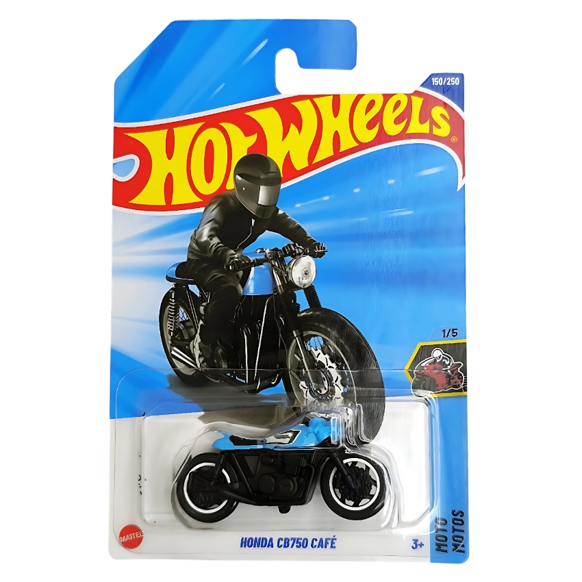 Hot Wheels 2025 Honda CB750 Café – Blue HW Moto Series 1/5 – 1:64 Scale Die-Cast Motorcycle #150/250 – Collectible Toy Bike JBB79