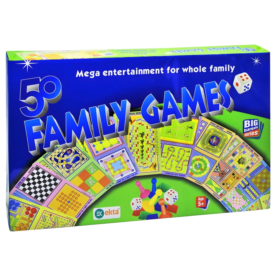 Ekta 50 in 1 Classical Board Game Treasury - Multi-Activity Educational Kit for Kids & Adults - Improves IQ, Concentration & Social Skills - Portable Family Game Night Essential - Non-Toxic & Durable Materials