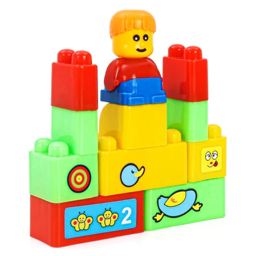 Ekta Little Builder Set 1 – My First Building Blocks for Toddlers – 21 Piece Colorful Construction Toy with Wheels – Educational STEM Set for Number & Shape Recognition – Ages 1 to 3 Years