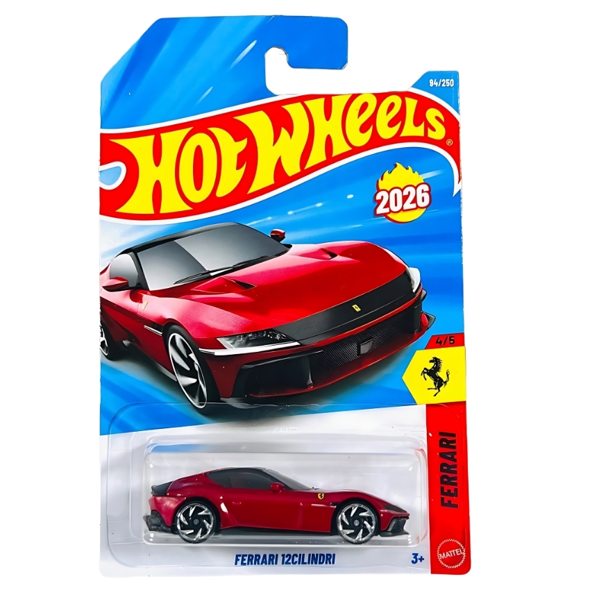 Hot Wheels 2026 Ferrari 12Cilindri (Red) – #94/250 Ferrari Series – Detailed 1:64 Scale New Casting JJH41 – Authentic Rosso Imola Paint & RA6 Wheels – Collector’s Edition