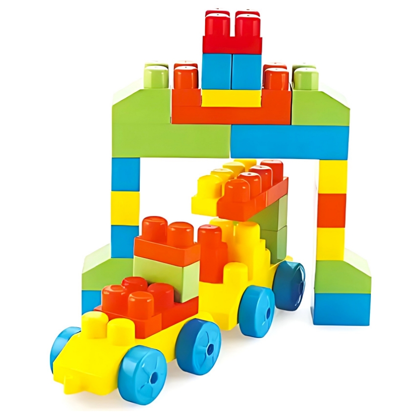 Peacock Jumbo Brix 50 – 50 Piece Extra Large Building Blocks – Corrugated Texture Sensory Construction Toy – STEM Educational Blocks for Toddlers – Ages 3+ Months