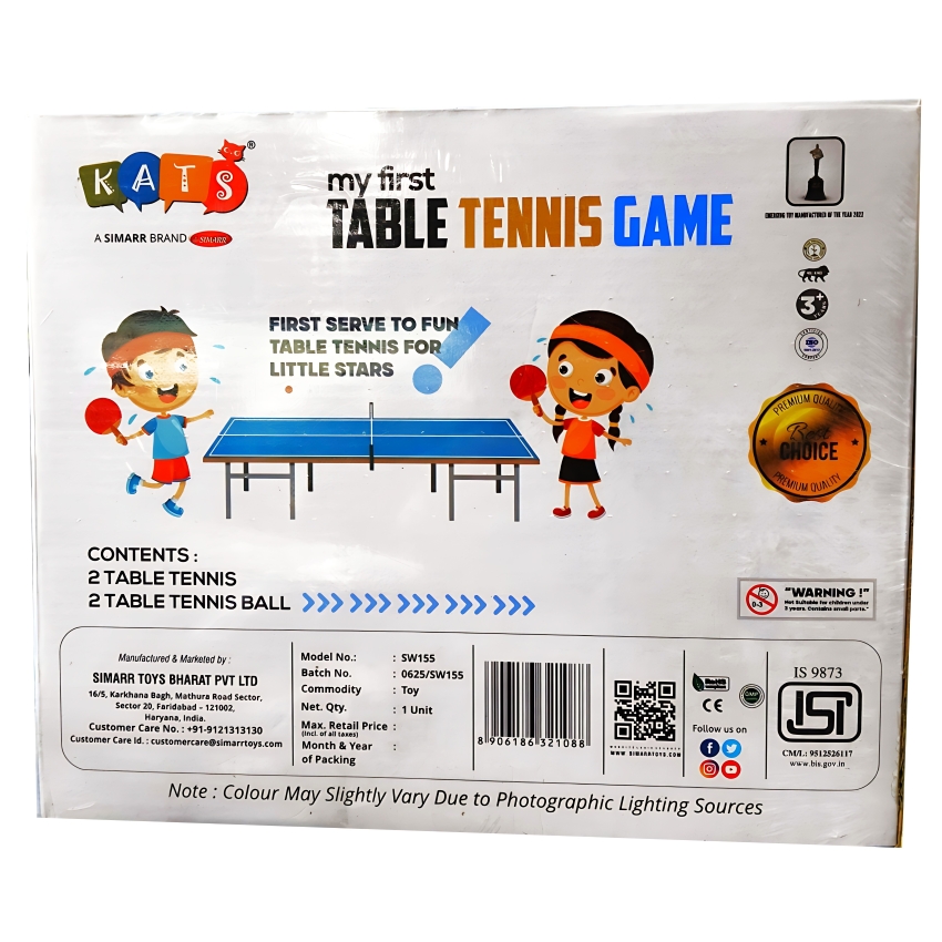 Simarr My First Table Tennis Set – Kids' Beginner Ping Pong Kit for Ages 3+ – Includes 2 Lightweight Rackets & Balls – Improves Hand-Eye Coordination & Motor Skills