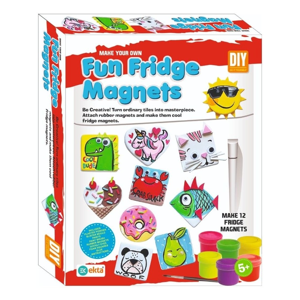 Ekta Fun Fridge Magnets DIY Craft Kit – Create Your Own Colorful Magnets – Complete Arts & Crafts Set for Kids – Includes Moulds, Paint & Magnets – Creative Activity for Boys & Girls Ages 5+