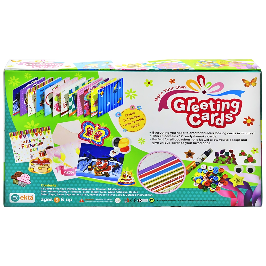 Ekta Greeting Cards Making Kit – Complete DIY Stationery Set for Kids – Includes Blank Cards, Envelopes, Stickers & Decorative Art Supplies – Creative Craft Gift for Ages 5+
