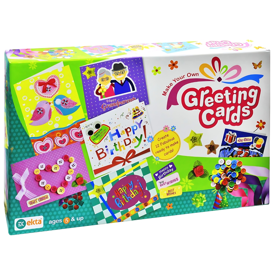 Ekta Greeting Cards Making Kit – Complete DIY Stationery Set for Kids – Includes Blank Cards, Envelopes, Stickers & Decorative Art Supplies – Creative Craft Gift for Ages 5+