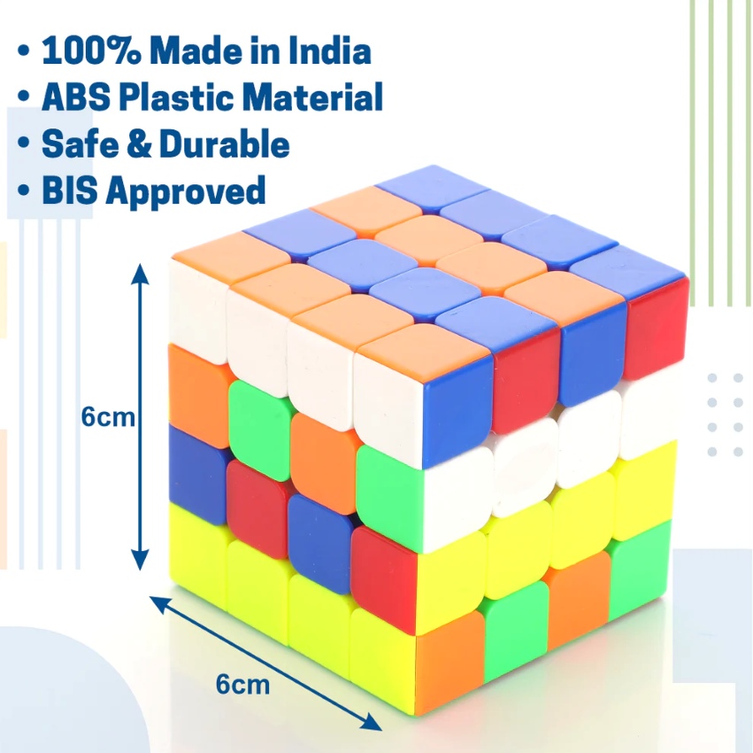 Chanak 4x4 Stickerless Speed Cube – BIS Approved Safety Certified 4-Layer Cube – Smooth High-Speed Puzzle – Durable Brain Development Toy – Best Birthday Gift for Kids