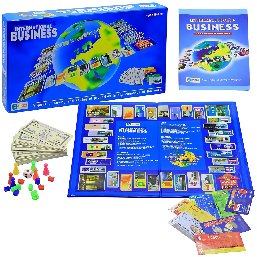 Ekta International Business Board Game for Kids & Adults – Global Strategy Game of Buying, Selling & Banking – Includes Passports, Credit Cards & Property Cards – Educational STEM Money Toy – Ages 8 to 12 Years