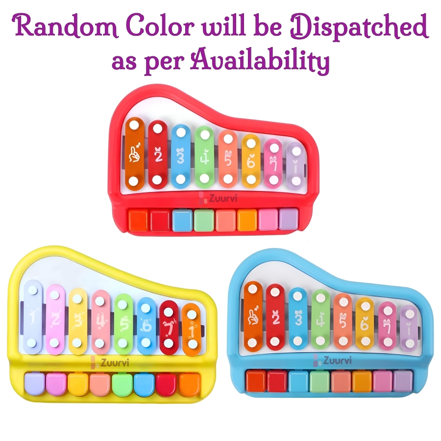 Zuurvi® Musical Piano & Xylophone Set - 8 Key Rainbow Glockenspiel with Mallets - Interactive Music Toy for Boys & Girls - Great Birthday Gift for Ages 1-5 - Assorted Colors (Pack of 1)