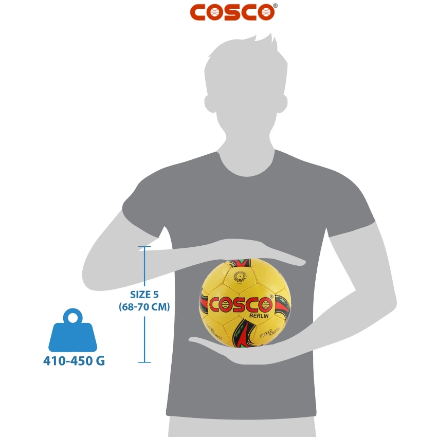 Cosco Berlin Football Size 5 – Premium Hand-Sewn PVC Training Ball – 32-Panel Metallic Design with Latex Bladder – Durable High-Rebound Soccer Ball for All Grounds (Pack of 1)