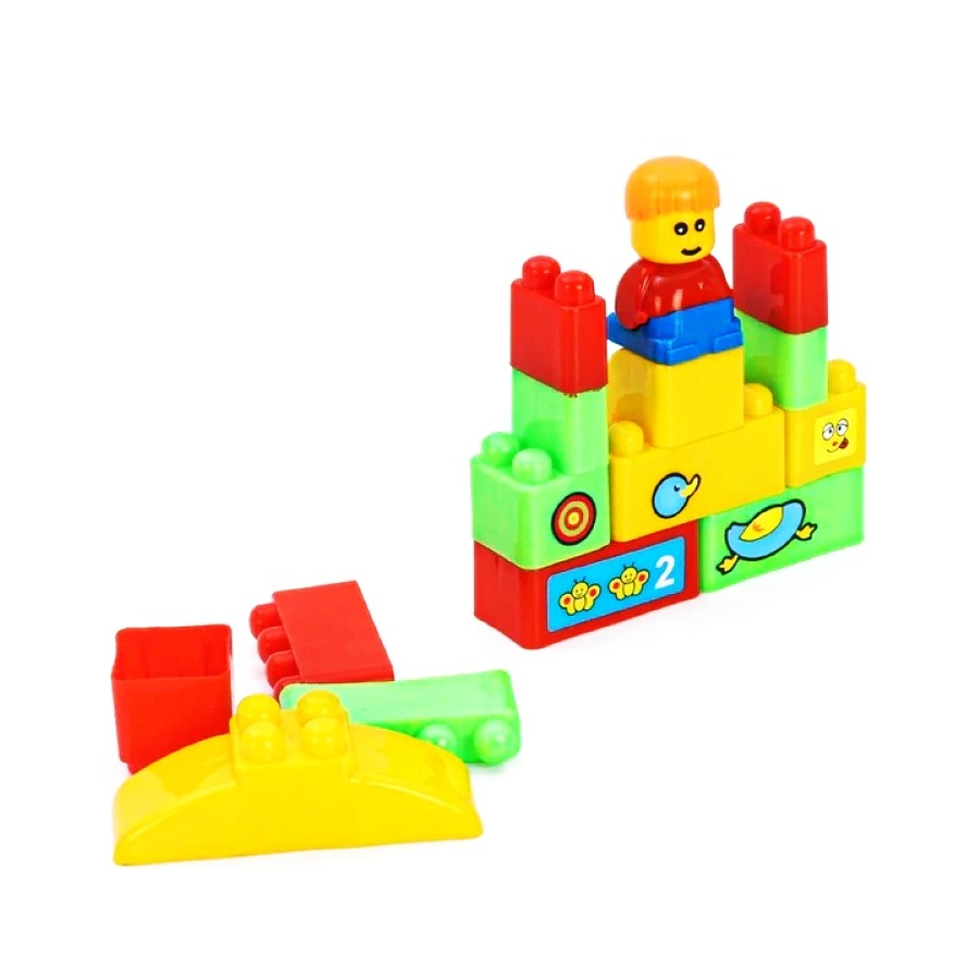Ekta Little Builder Set 1 – My First Building Blocks for Toddlers – 21 Piece Colorful Construction Toy with Wheels – Educational STEM Set for Number & Shape Recognition – Ages 1 to 3 Years