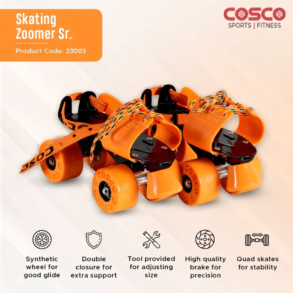 Cosco Skating Zoomer Senior – High-Impact Synthetic Wheels for All Surfaces – Double Closure Support for Extra Stability – Beginner to Intermediate Quad Skates – Size Adjustable