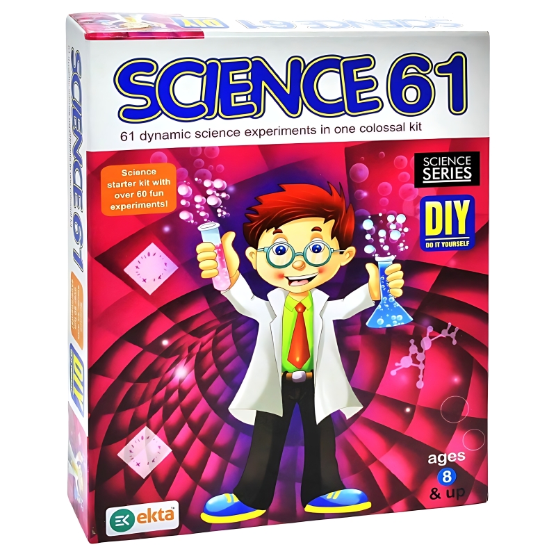 Ekta Science-61 Kit – 61 Exciting Science Experiments for Kids – Complete STEM Educational Toy – DIY Chemistry & Physics Lab Kit for Home Learning – Ages 8+ Years