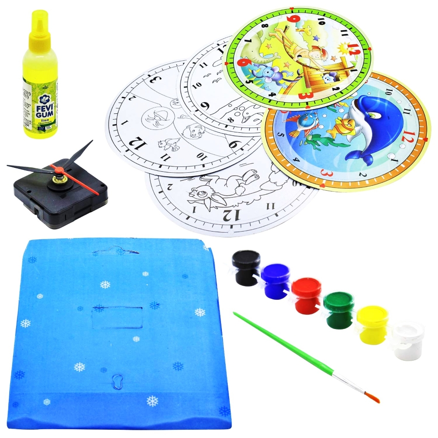 Ekta Make a Real Clock DIY Kit for Kids – Build Your Own Working Quartz Clock – Includes 5 Unique Dial Designs, Painting & Decorating Kit – STEM Educational Toy for Learning Time – Ages 5+