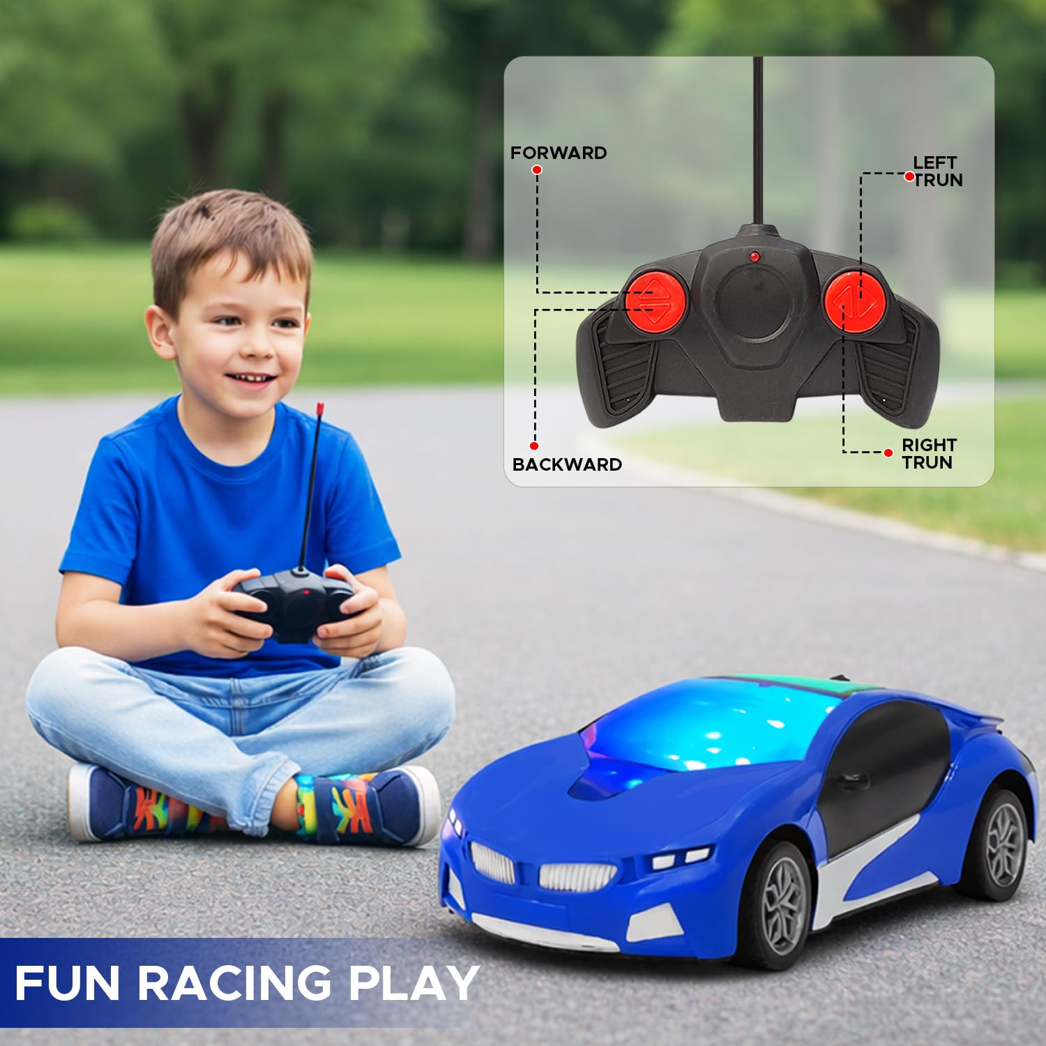 Zuurvi® 3D Famous 1:22 Rechargeable Racing Car Toy - High-Speed Radio Remote Control Sports Car for Kids - (Assorted Color) - Pack of 1