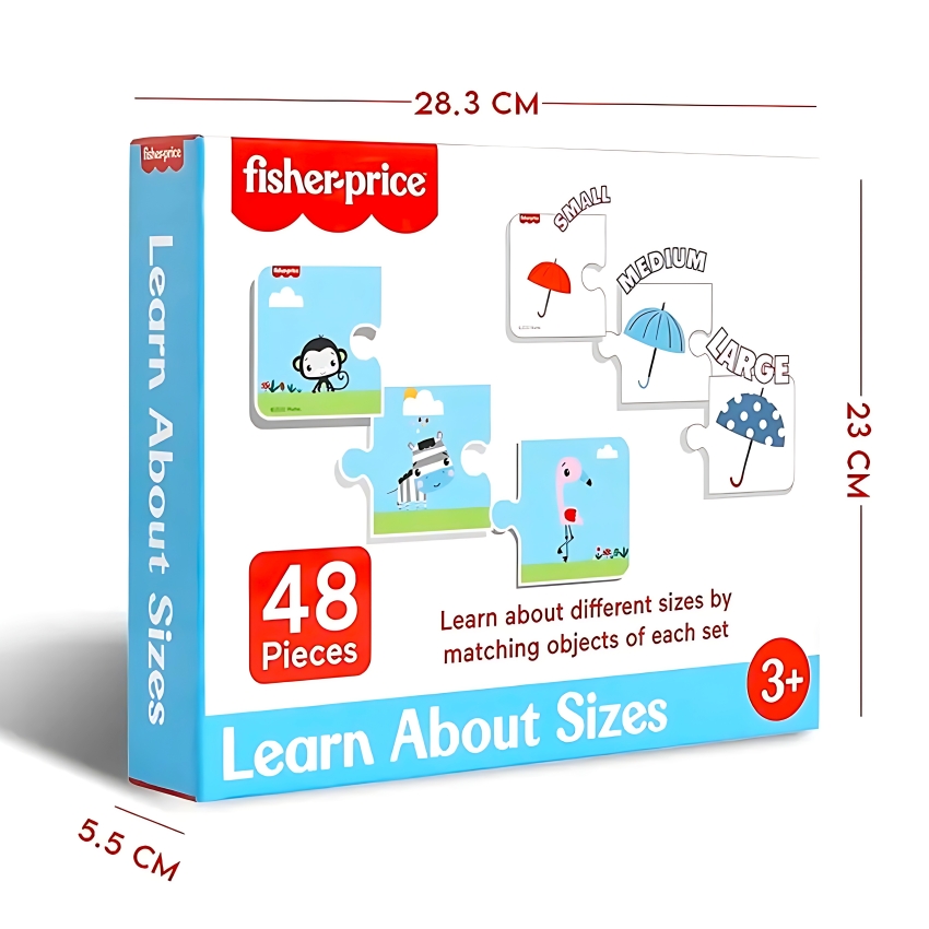 Fisher-Price Learn About Sizes 48-Piece Learning Puzzle Set – Kids' Educational Toy for Ages 3+ – Teaches Comparison & Graduated Sizing – Multicolor Jigsaw Set