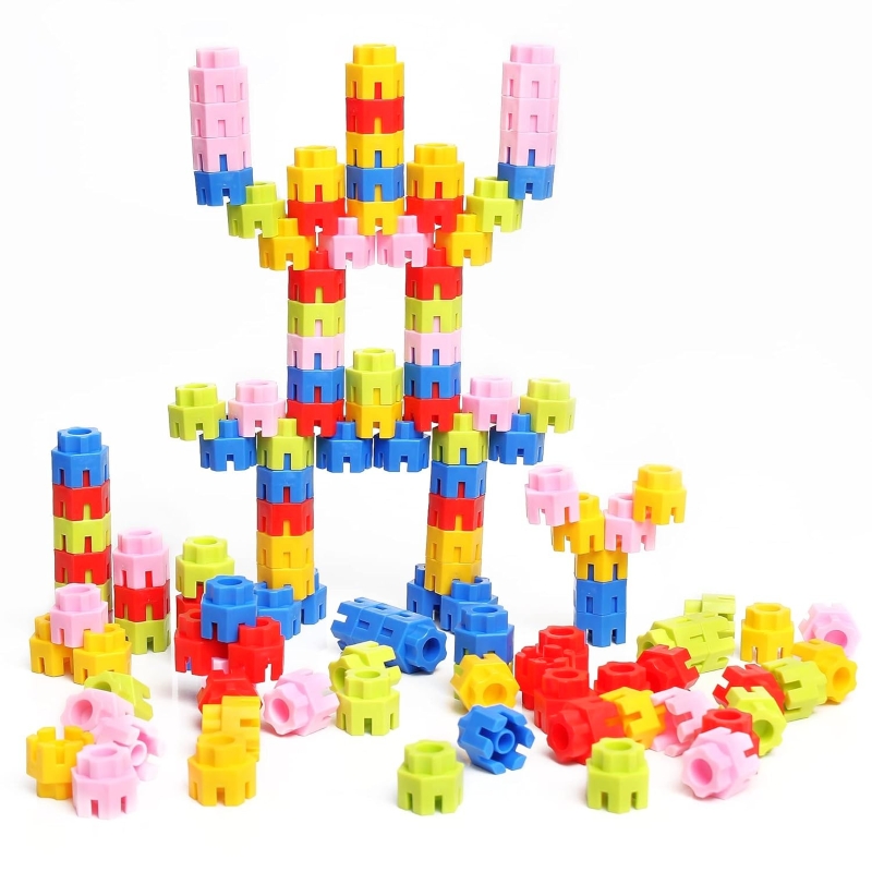 Ekta Hexa Blocks Set – 120 Piece Interlocking Blocks in Canister – Creative 3D DIY Building Kit – Durable Educational STEM Blocks for Kids – Perfect Travel Toy Ages 3+