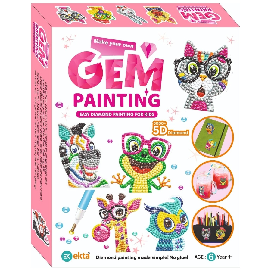 Ekta Gem Art Diamond Painting Kit for Kids – 5D Crystal Mosaic DIY Art Set – Create Sparkly Sun Catchers, Stickers & Wall Decor – Complete Diamond Art Set with Colorful Gems – Ideal Creative Gift for Girls Ages 5+