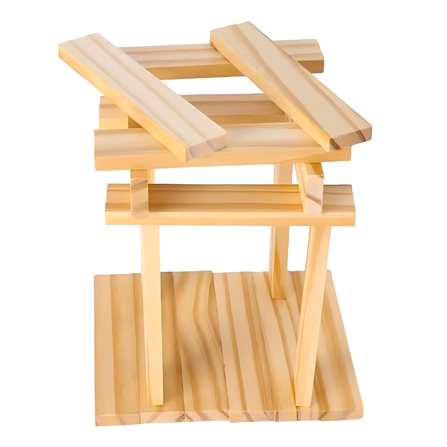 Ekta Brain Builder Wooden Building Planks Set-1 – 60 Pcs STEM Construction Toy – 20 Precision Wood Planks & 40 3D Puzzles – Montessori Educational Gift for Creative Thinking – Ages 4 to 12 Years