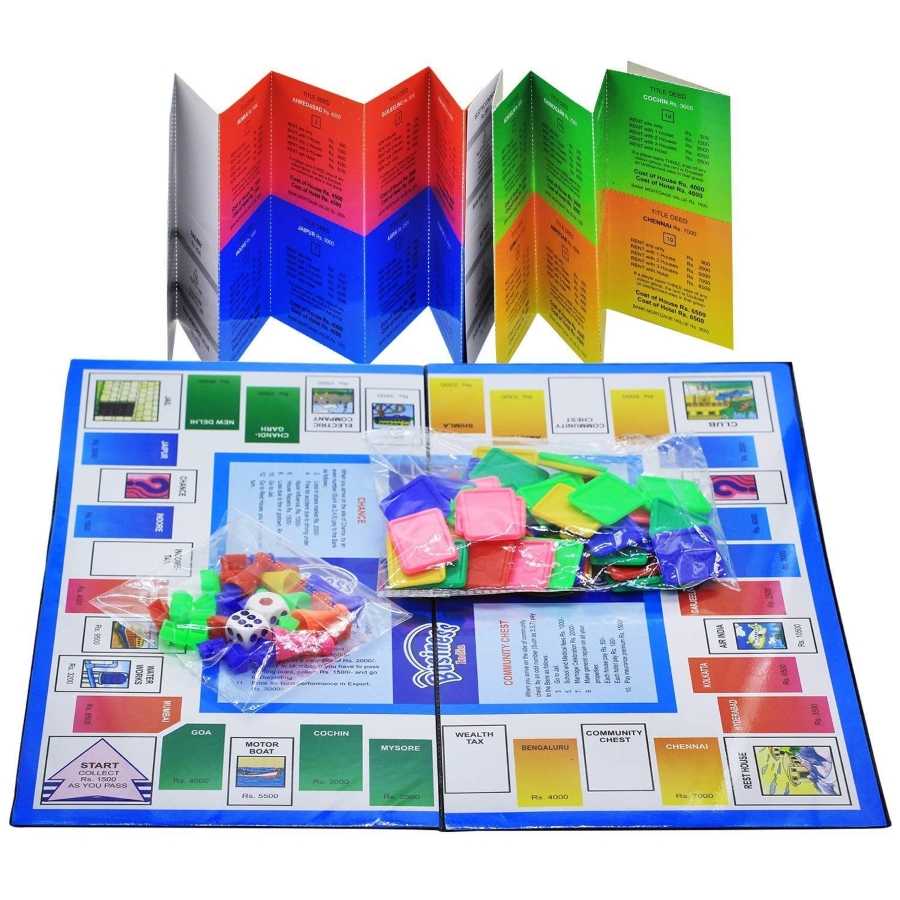 Ekta Business India Board Game – Classic Indian Property Trading Game for Kids & Adults – 2-6 Player Strategy Set with Indian Cities, Currency & Houses – Educational STEM Money Toy – Ages 7 to 12 Years