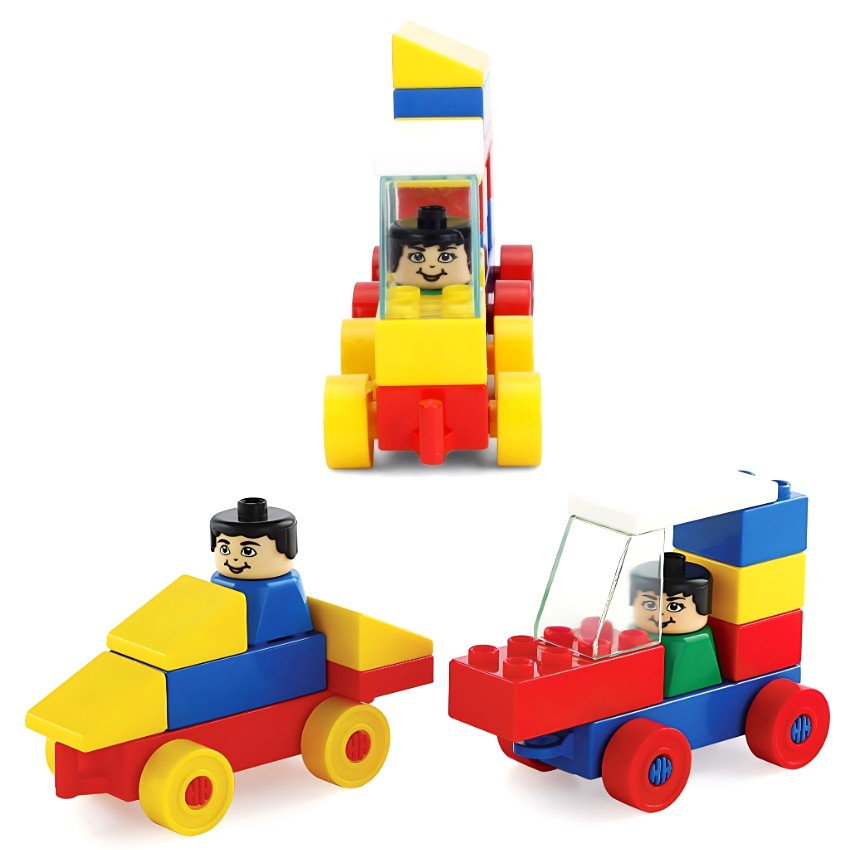 Peacock Kinder Blocks Car Set – Interlocking Vehicle Building Toy for Toddlers – STEM Educational Construction Set for Preschoolers – Ages 3+ Years