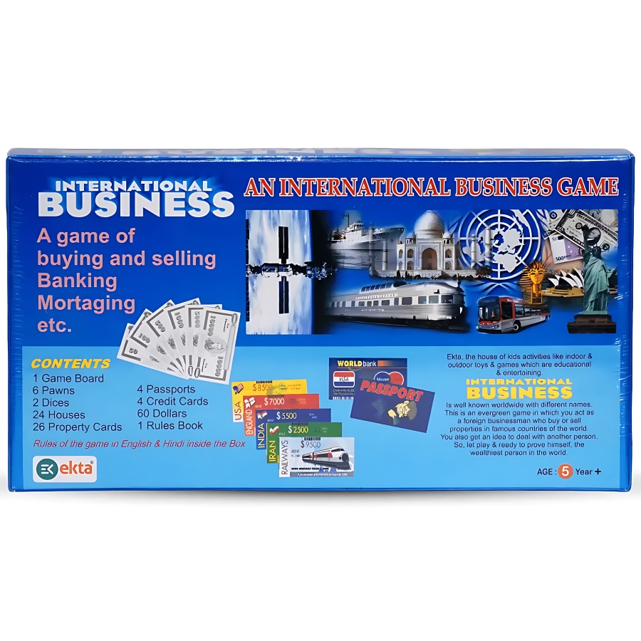 Ekta International Business Board Game for Kids & Adults – Global Strategy Game of Buying, Selling & Banking – Includes Passports, Credit Cards & Property Cards – Educational STEM Money Toy – Ages 8 to 12 Years