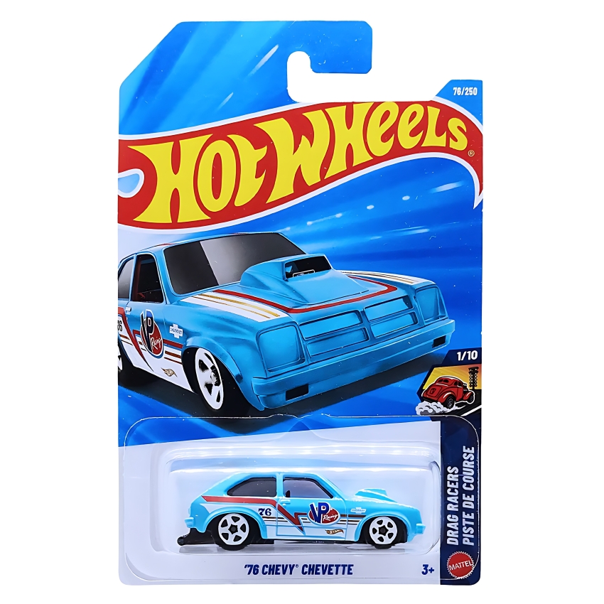 Hot Wheels '76 Chevy Chevette – 2026 Mainline HW 70s Series – 1:64 Scale Blue/Cyan Die-Cast Classic Hatchback – Vintage Chevrolet Collectible Car – Best Gift for Hot Wheels Fans