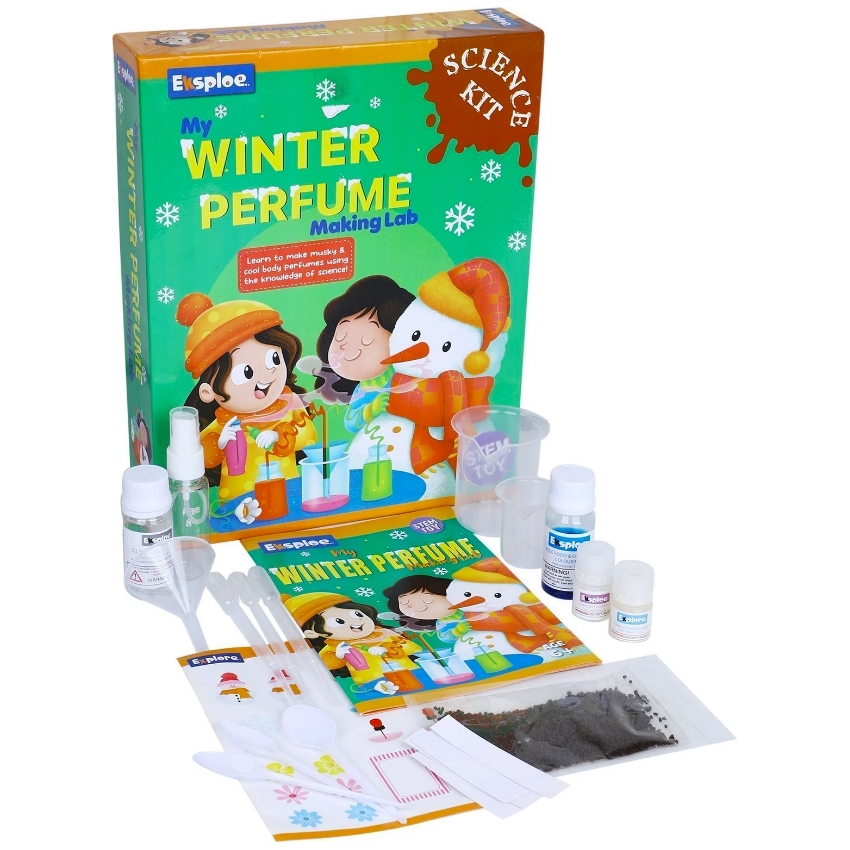 Eksploe My Winter Perfume Making Lab STEM Kit – DIY Science Experiment for Kids 8Y+ – Create 2 Winter Fragrances with Chemistry Lab Equipment – Educational Multicolor Activity Set