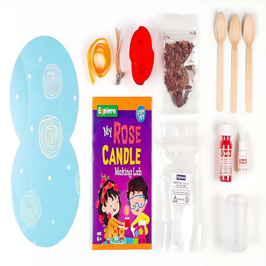 Eksploe My Rose Candle Making Lab – Educational Chemistry Kit for Boys & Girls – Make Your Own Scented Rose Candles – Develops Fine Motor Skills & Creativity – Safe & Non-Toxic
