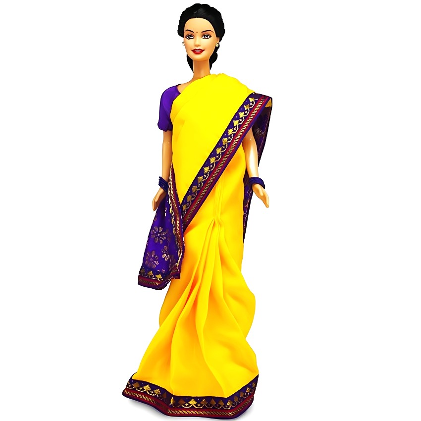 Barbie Visits Mysore Palace (India) – 12-inch Ethnic Indian Doll in Vibrant Yellow & Blue Saree – Travel Series Storytelling Toy – Perfect Cultural Gift & Souvenir for Kids – Authentic Design