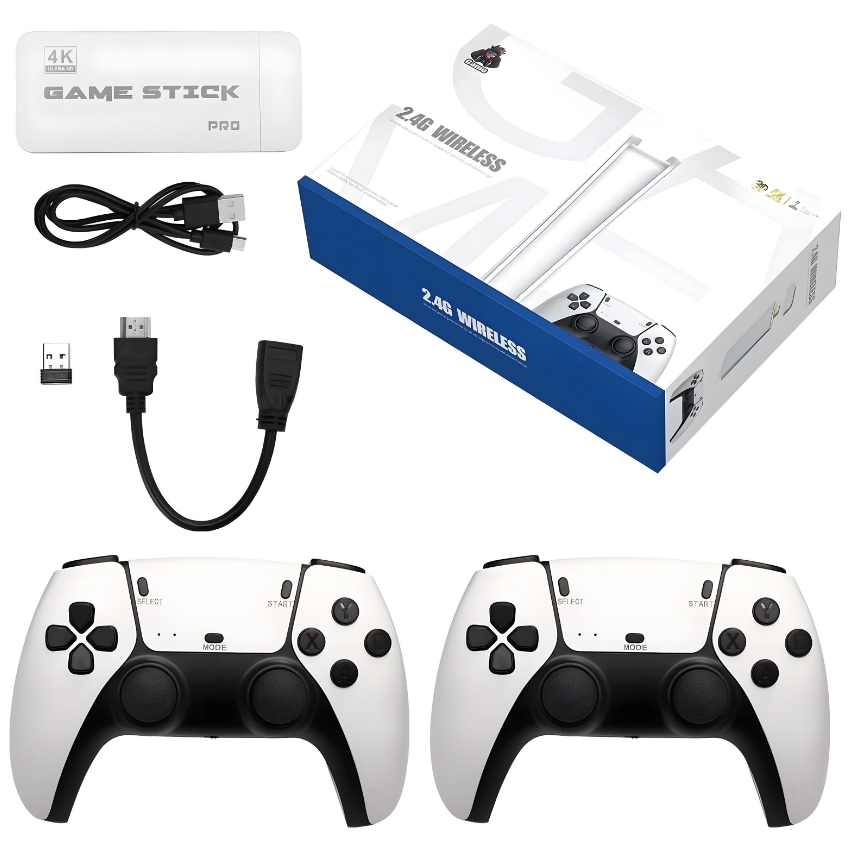 M15 4K HD Game Stick Pro – Wireless Retro Video Game Console with 20,000+ Built-in Games – 64GB 2.4G Dual Controllers – Supports 20+ Emulators (PS1GBAPSP) – Plug & Play TV Game