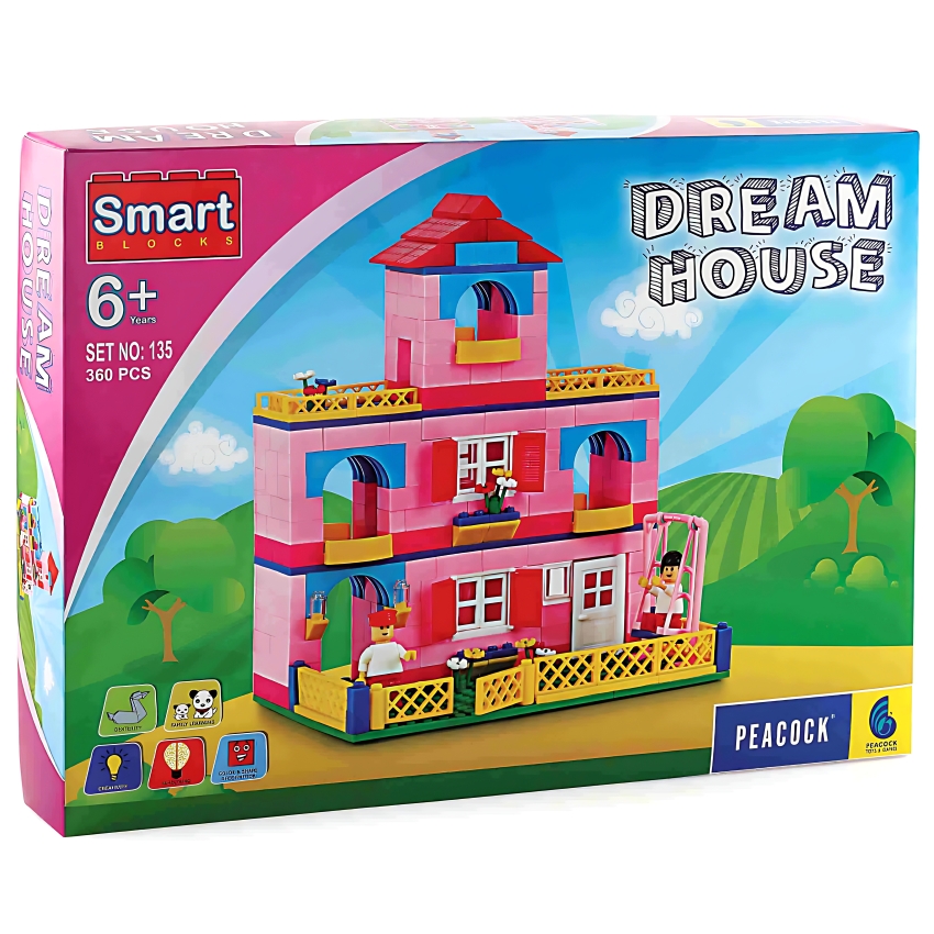 Peacock Dream House Building Block Set – 360 Piece Premium Interlocking Blocks – STEM Educational Construction Toy for Kids – DIY Villa & Home Design Kit – Ages 6+ Years