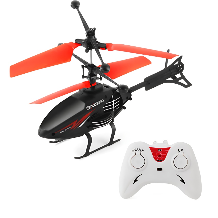Zuurvi® Exceed RC Helicopter for Kids – 2-in-1 Remote Control & Hand Sensor Induction Flight – USB Rechargeable Flying Toy with LED Lights – Durable Indoor Drone for Beginners 6+ (Assorted)