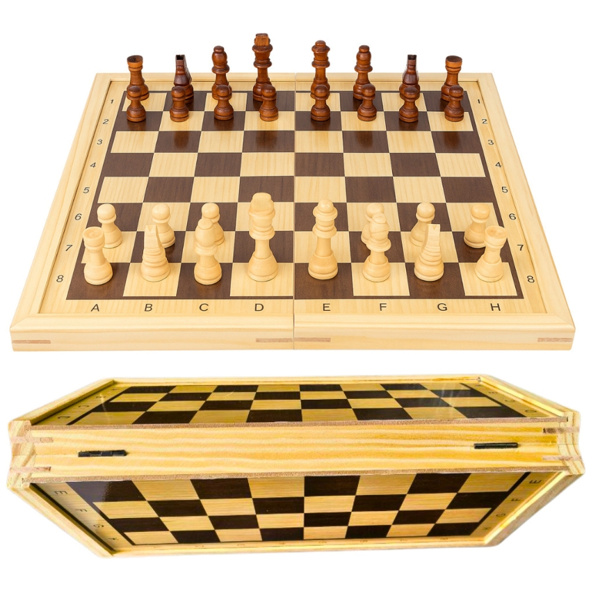 Awals Wooden Folding Chess Set – Handcrafted Classic Board Game for Kids & Adults – Portable Travel Chess Board with Magnetic Pieces – Elegant Wooden Strategy Game for Gifting