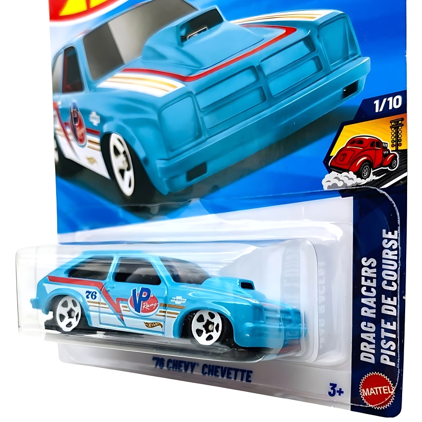 Hot Wheels '76 Chevy Chevette – 2026 Mainline HW 70s Series – 1:64 Scale Blue/Cyan Die-Cast Classic Hatchback – Vintage Chevrolet Collectible Car – Best Gift for Hot Wheels Fans
