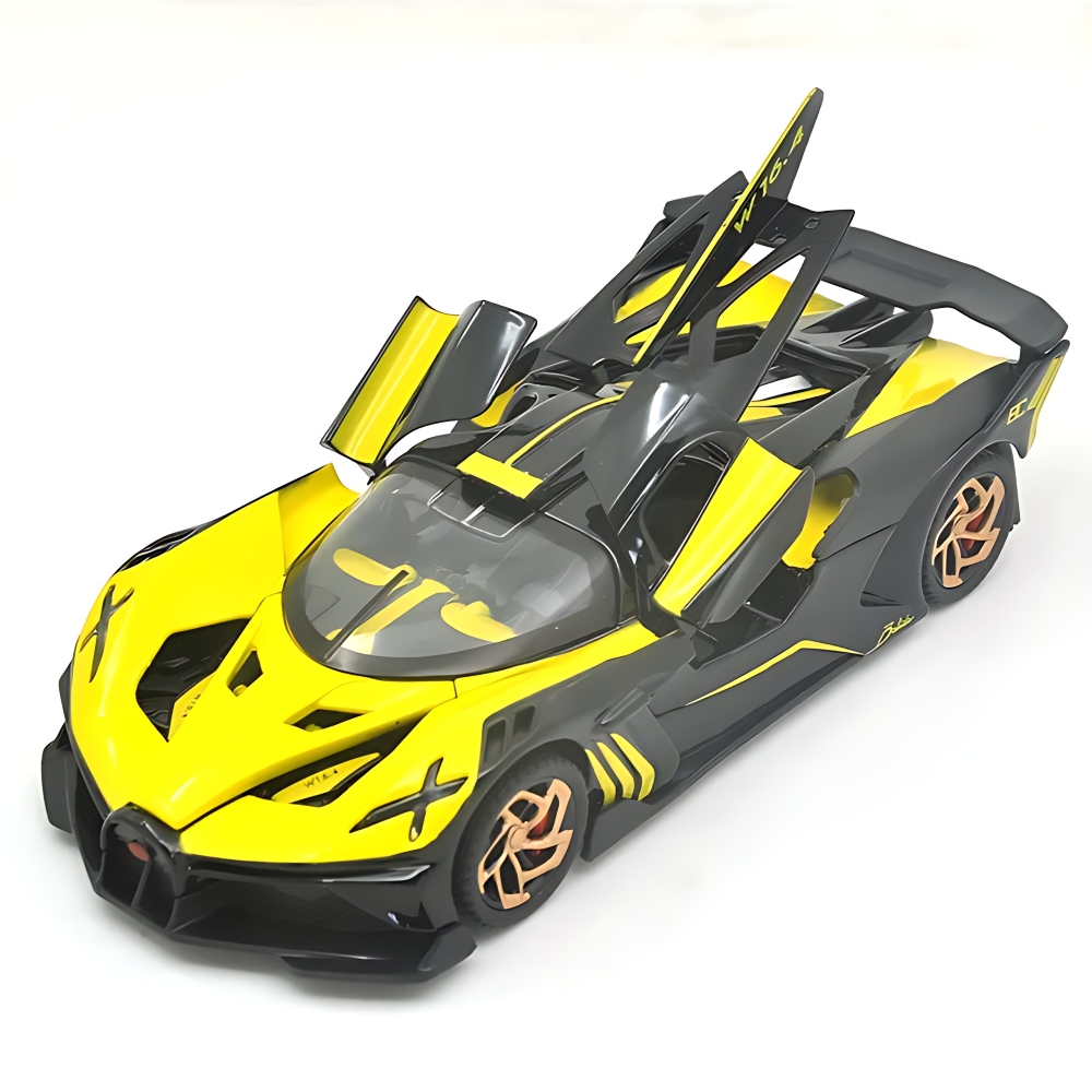 JINCHEJIANG® Bugatti Bolide 1:32 Realistic Diecast Metal Pull-Back Car – Includes Sound & Lights – Openable Doors – Collector's Edition